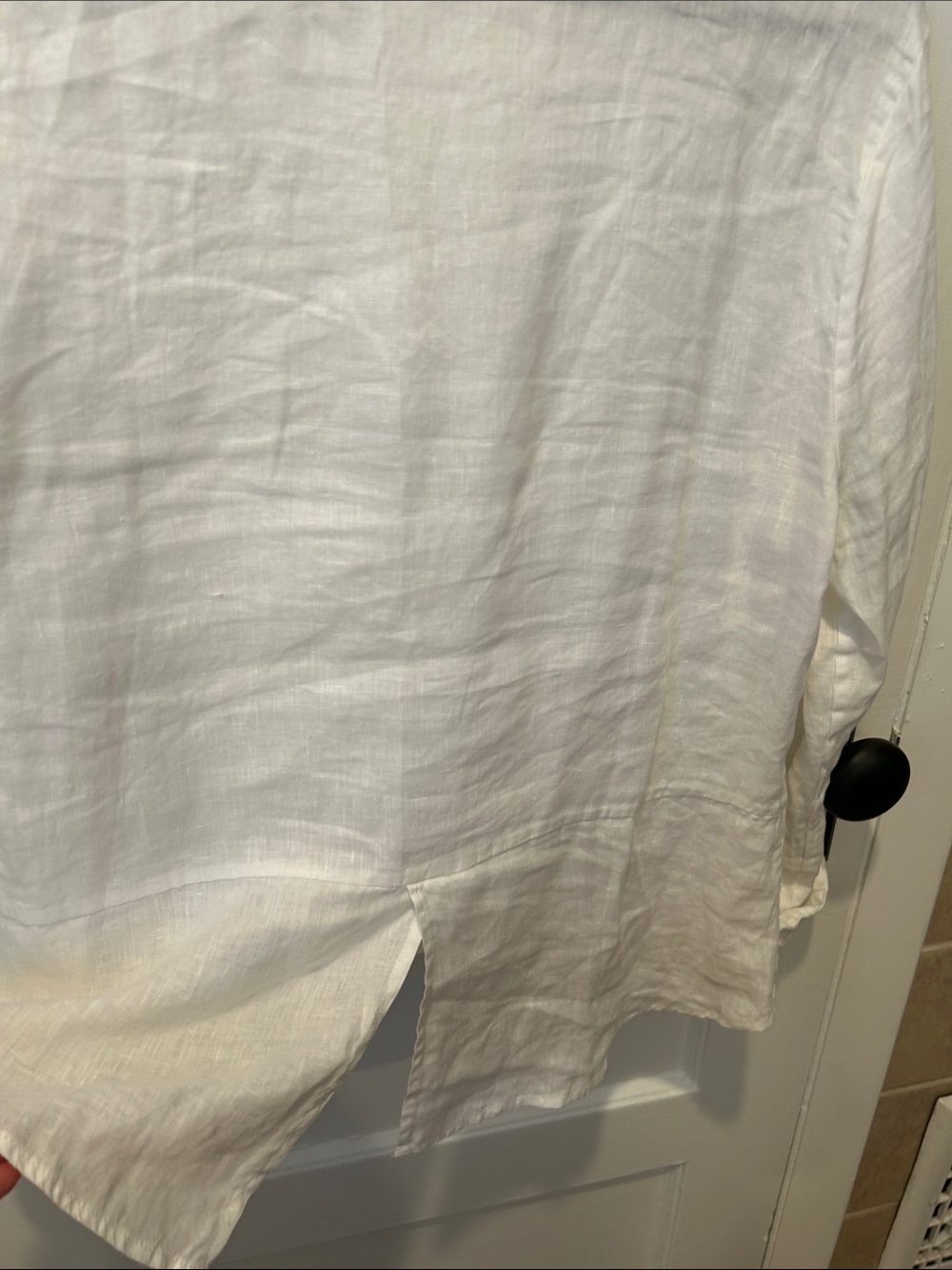 Saks Fifth Avenue White Open-Collar Linen Shirt - Picture 3 of 5